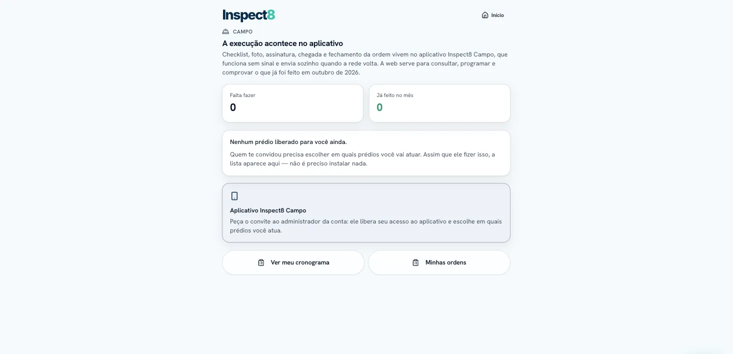Versão web do técnico (/campo): agenda e OS do dia
