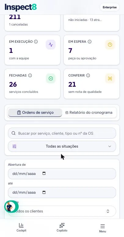OS no celular: checklist, fotos e assinatura