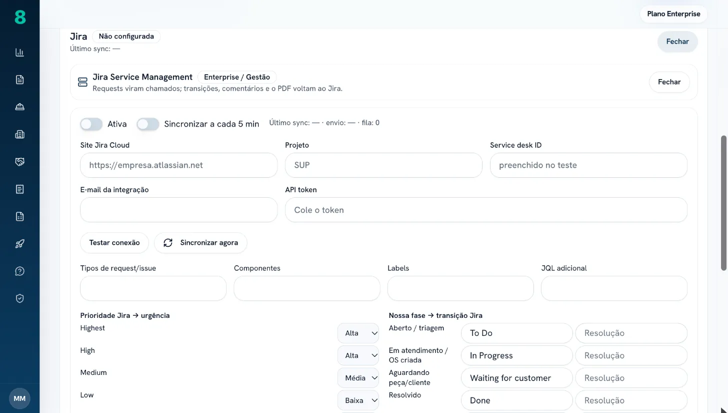 Jira Service Management: configuração do conector