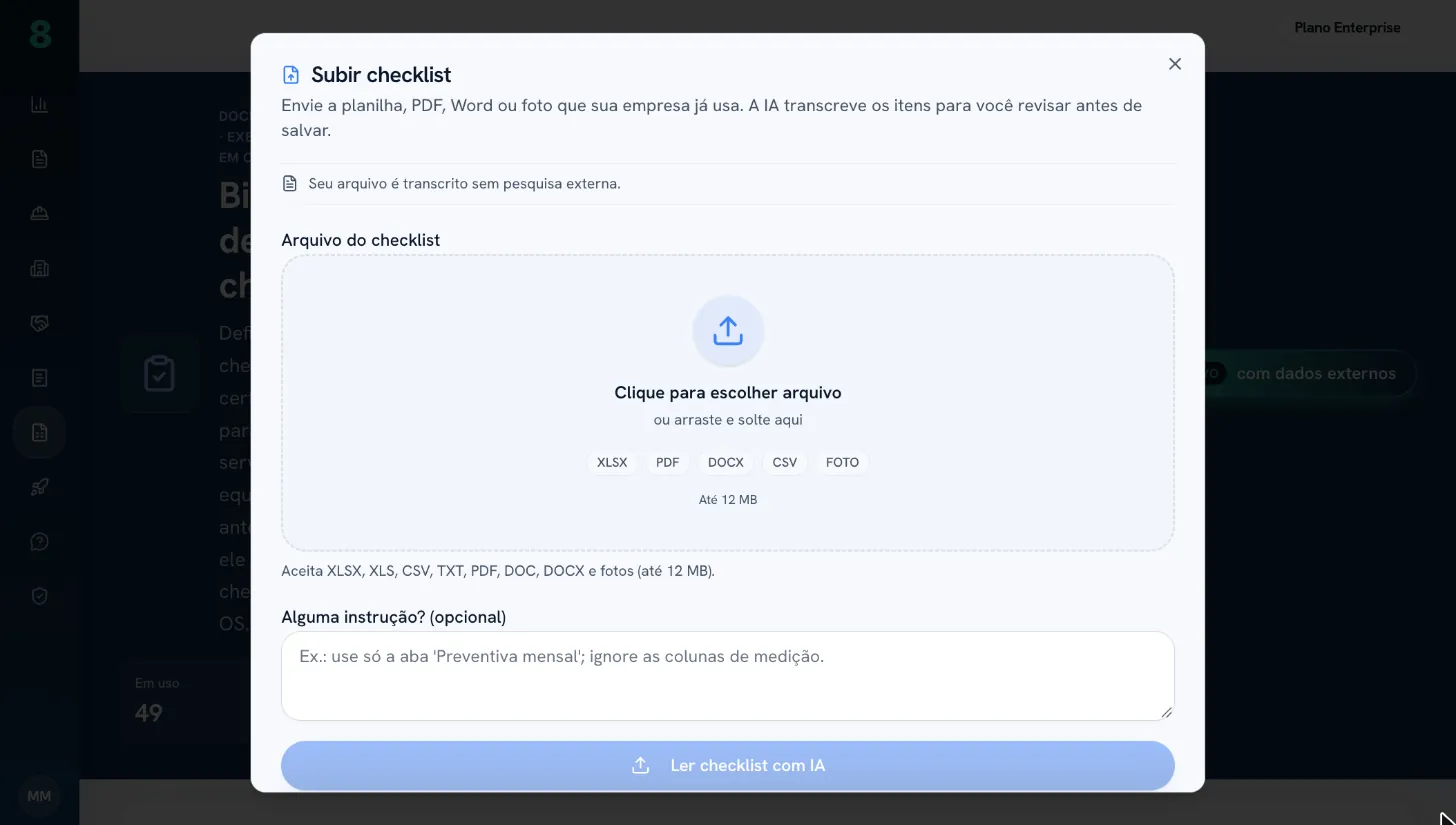 Subir checklist por arquivo