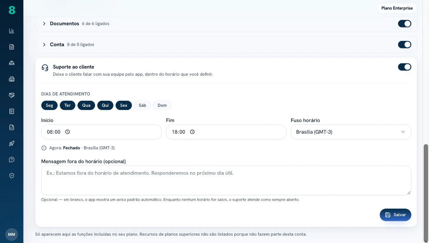 Suporte ao cliente: dias e horário de atendimento